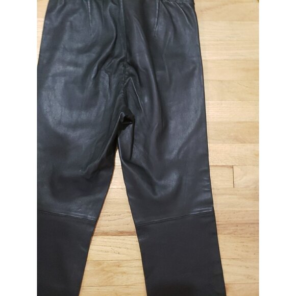 Theory Pants Black Lamb Adbelle Leather Stretch  Leggings Size 8 Elastic Waist - Picture 10 of 13
